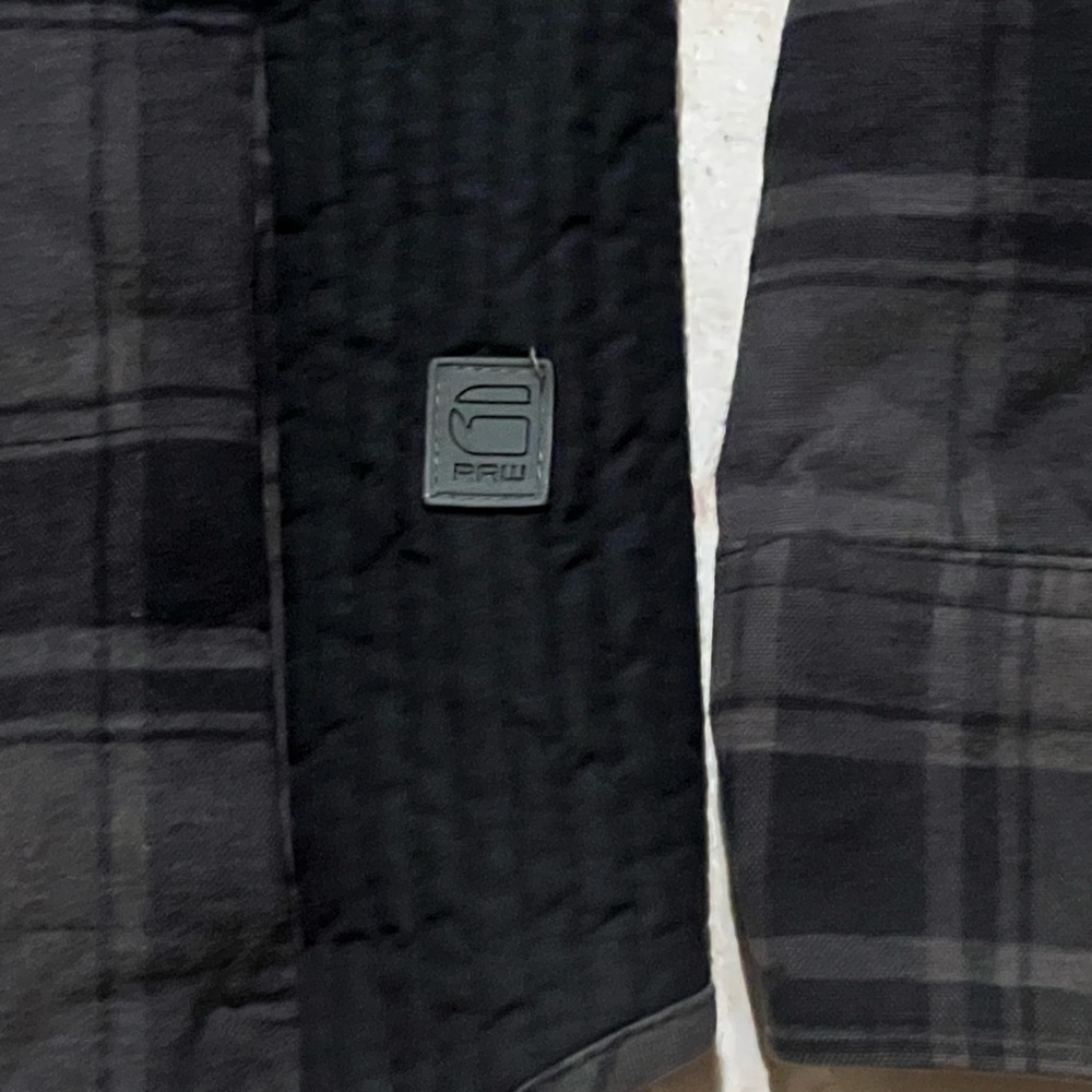 G Star Raw Men’s Flannel Zip Up Snap Hoodie Jacket (Black Plaid) - Picture 3 of 11